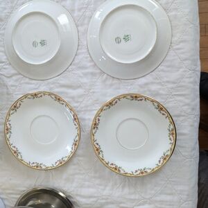 Elegant Floral Gold Rimmed Saucer Set